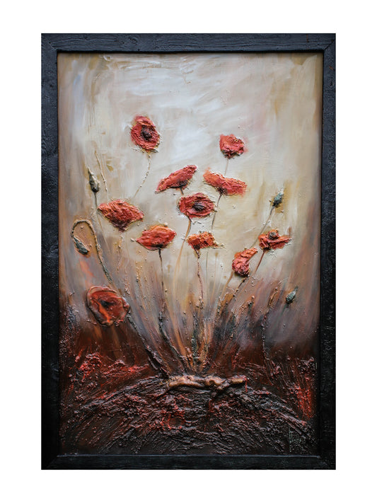 Oil Painting, Textured Panel, Home Decor, Classic Art, Fine Art, Provejs London, Aivis Provejs, Art, Painting, poppy, poppies painting