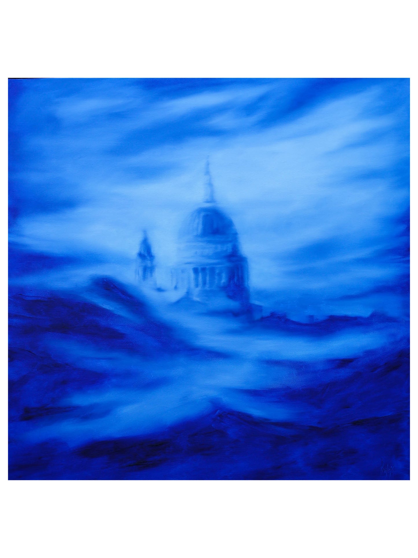 Oil Painting, Textured Panel, Home Decor, Classic Art, Fine Art, Provejs London, Aivis Provejs, Art, Painting, blue, st pauls cathedral 