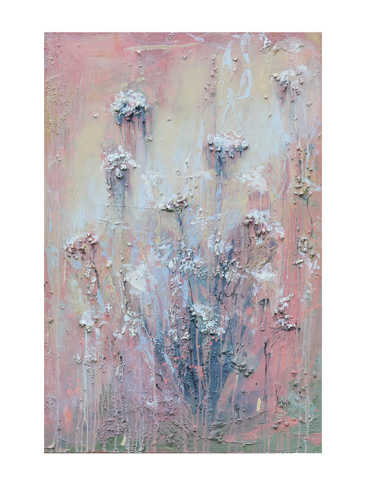 Yarrow, Different Fields, Painting, Pink, Flower, Artist Aivis Provejs, Abstract